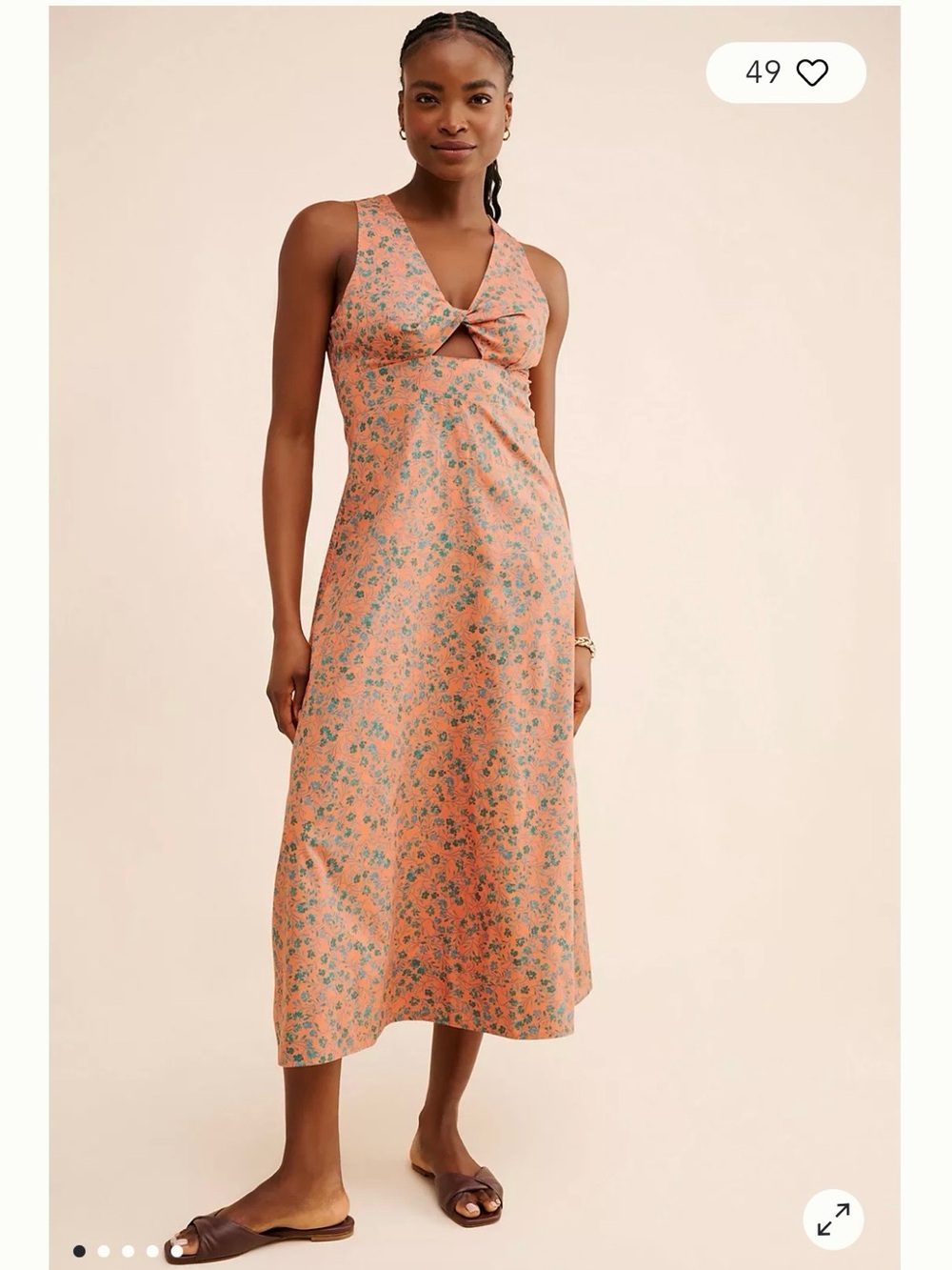 Madewell Stephanie MIDI Dress in Orange floral